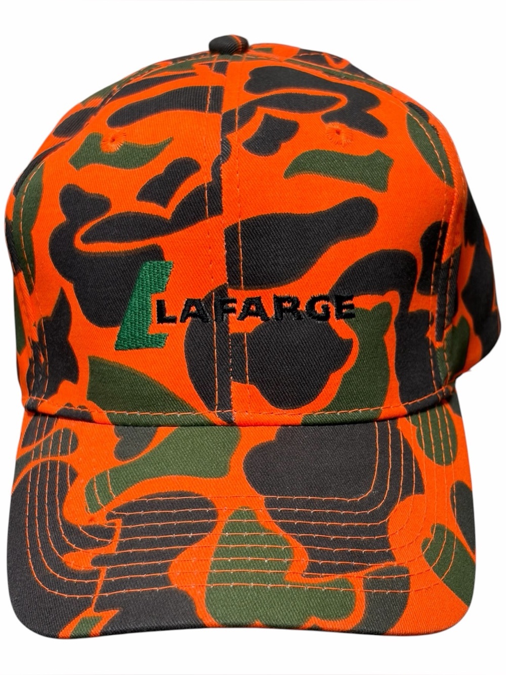Lafarge Company Orange Camo Trucker Snapback Hat By Otto